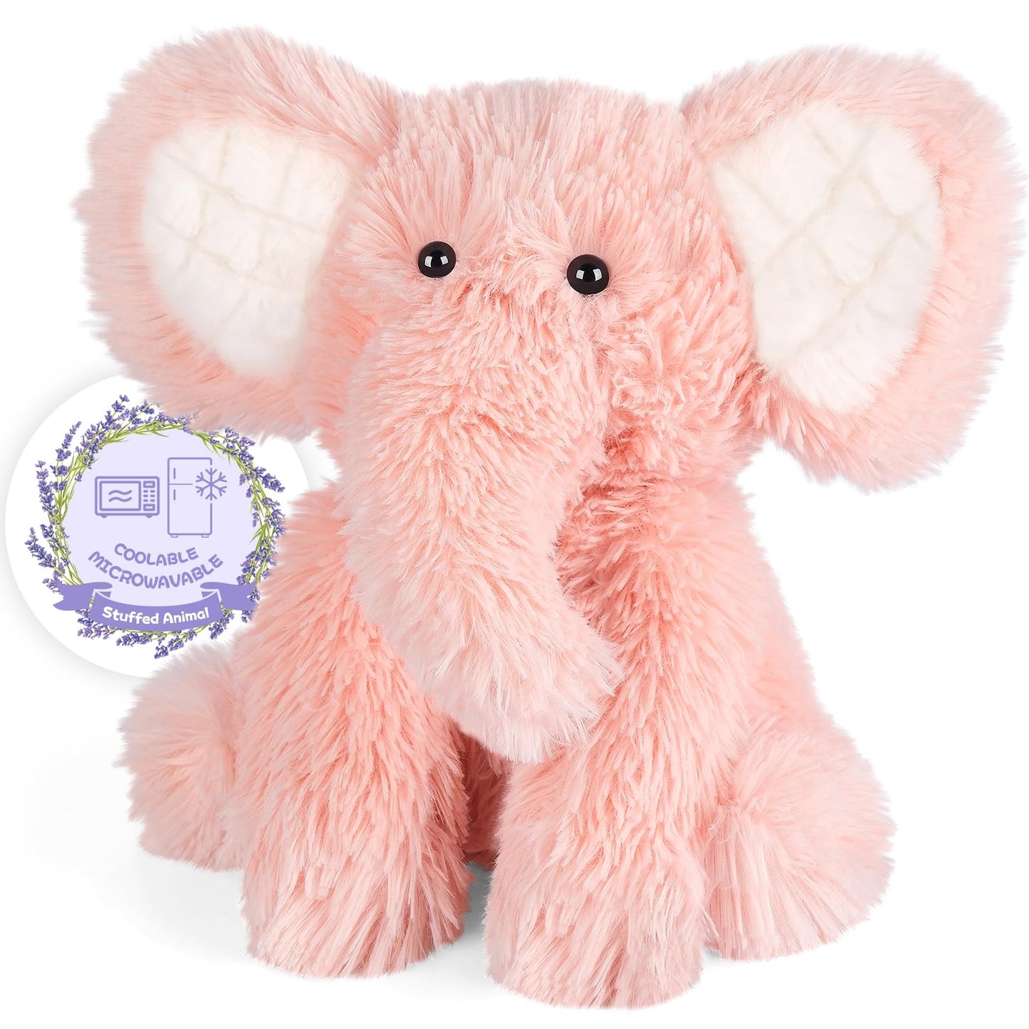 SuzziPals Heatable & Coolable Elephant Stuffed Animals, Microwavable Heating Pads, Stress & Discomfort Relief, Elephants Plushies for Companion, Lavender Scented Plush Toy, Elephant Gifts