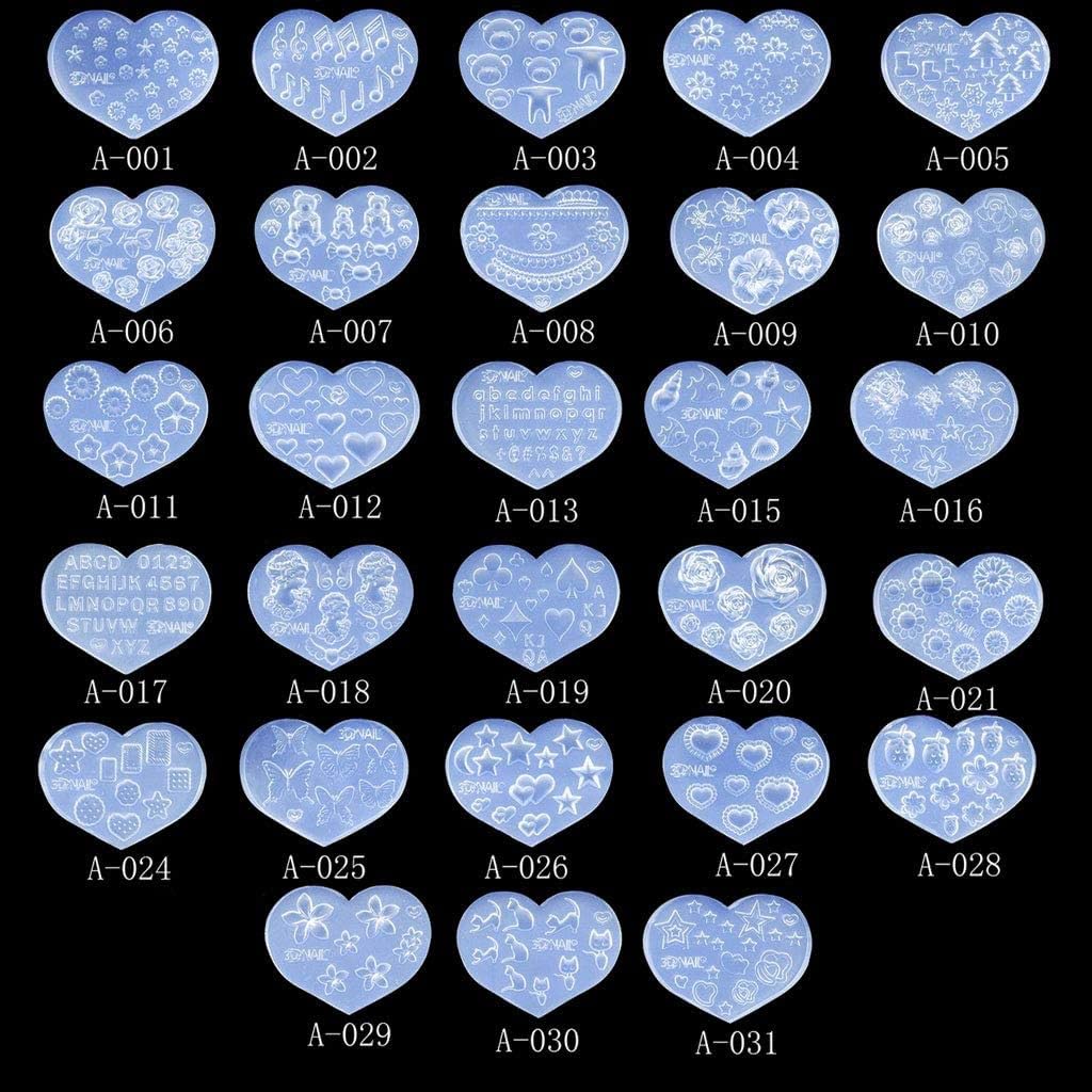 EINCORN 28Pcs Size Nail Art Silicone Mold Leaves Flower Animals Template Acrylic Gel Tools Resin Mold Jewelry Making Tools, As the Picture Shows