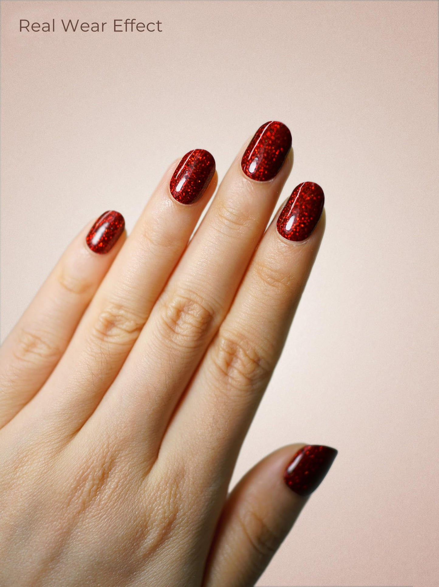 Beaolata Real Gel Nail Strips (No UV Light Needed) - 44Pcs Salon Quality Nail Stickers - Long Lasting Polish Wraps for Women, Easy Apply & Remove (Midnight Ruby)