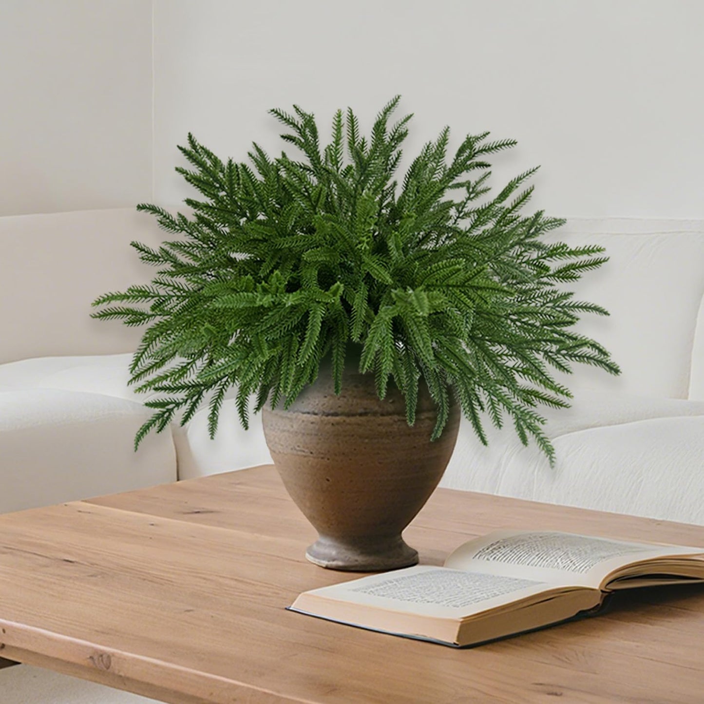 12 Pcs Real Touch Norfolk Pine Branches Christmas Decorations, 18 Inch Greenery Xmas Picks Artificial Plants Norfolk Pine Stems Home Decor for Vase DIY Garland Wreath Evergreen Winter Decor
