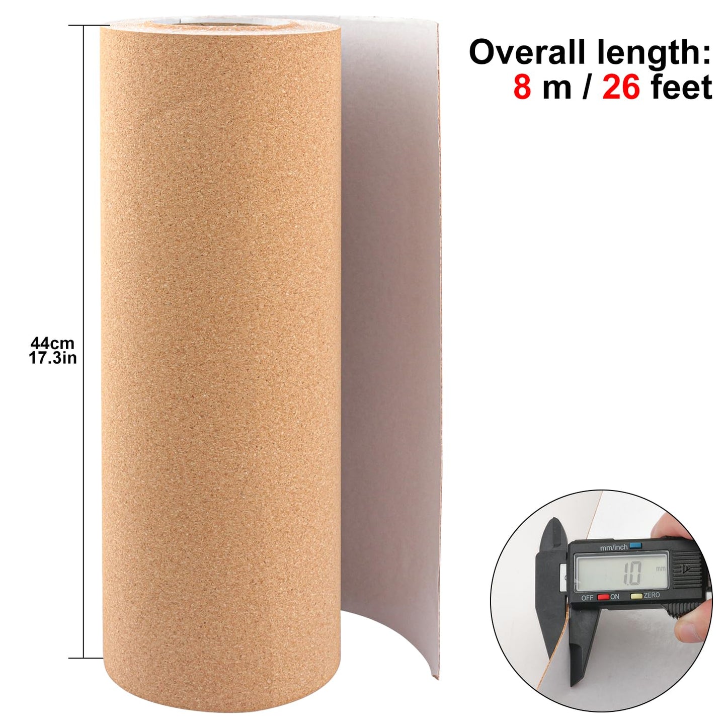 Yiksonyo 26 FT Length Self Adhesive Cork Roll, 17.3 Inch Width Self-Adhesive Cork Board Roll for Crafts, Home, and Office Decor, Easy to Use and Durable