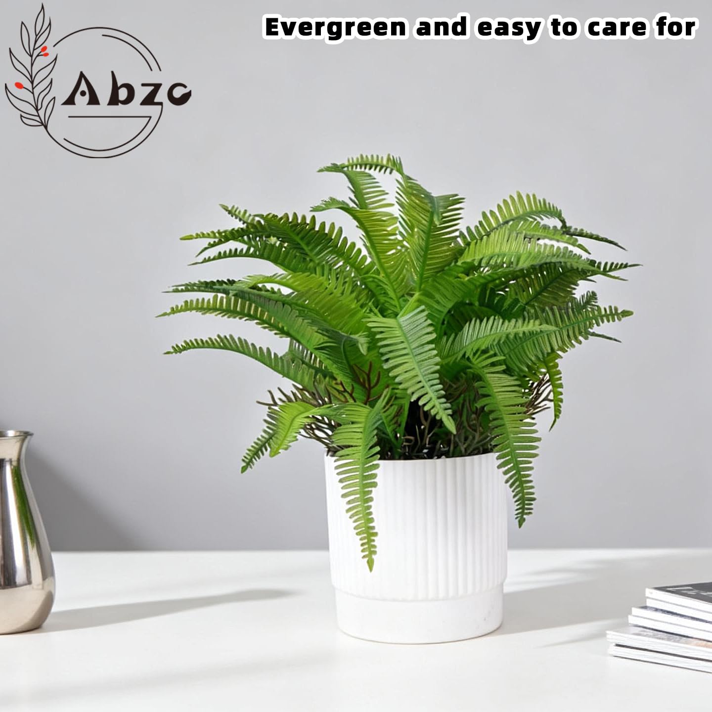 Abzo 2 Pack Fake Plants Artificial Greenery Potted Plants Small Faux Plants for Home Office Desk Farmhouse Shelf Room Bathroom Decor