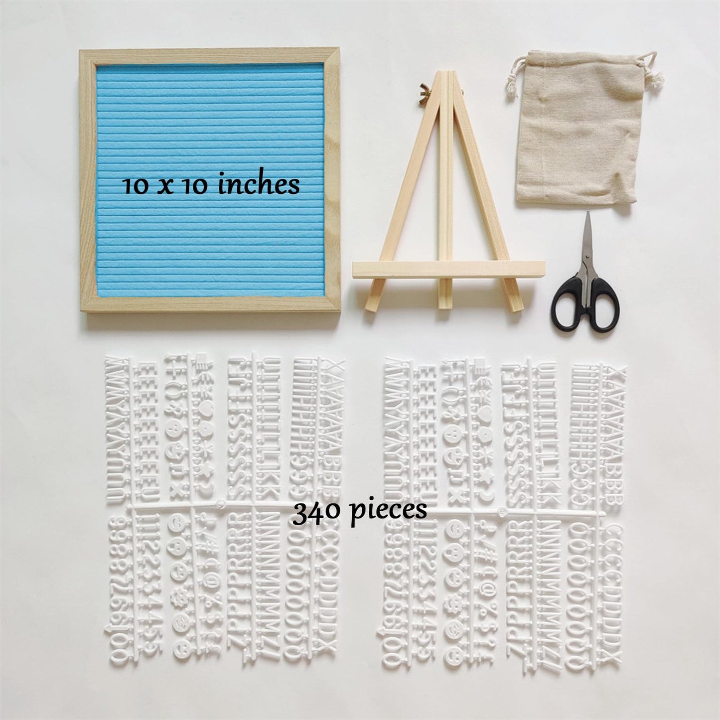 Felt Letter Board with Letters Changeable, Frame Wooden Message Board, Numbers, Symbols & Letters 340 Piece, Tripod Stand, for Baby Announcements, Milestones, Tabletop Decor, Wedding Party Decor