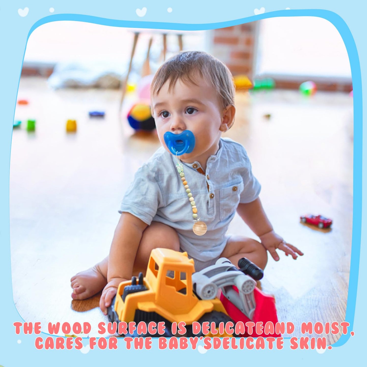 32 Pieces Natural Beech Wood Pacifier Clips Charm DIY Pacifier Holder Clips Teething Grasping Toy Suspender Clips for Pacifier Chain Accessory