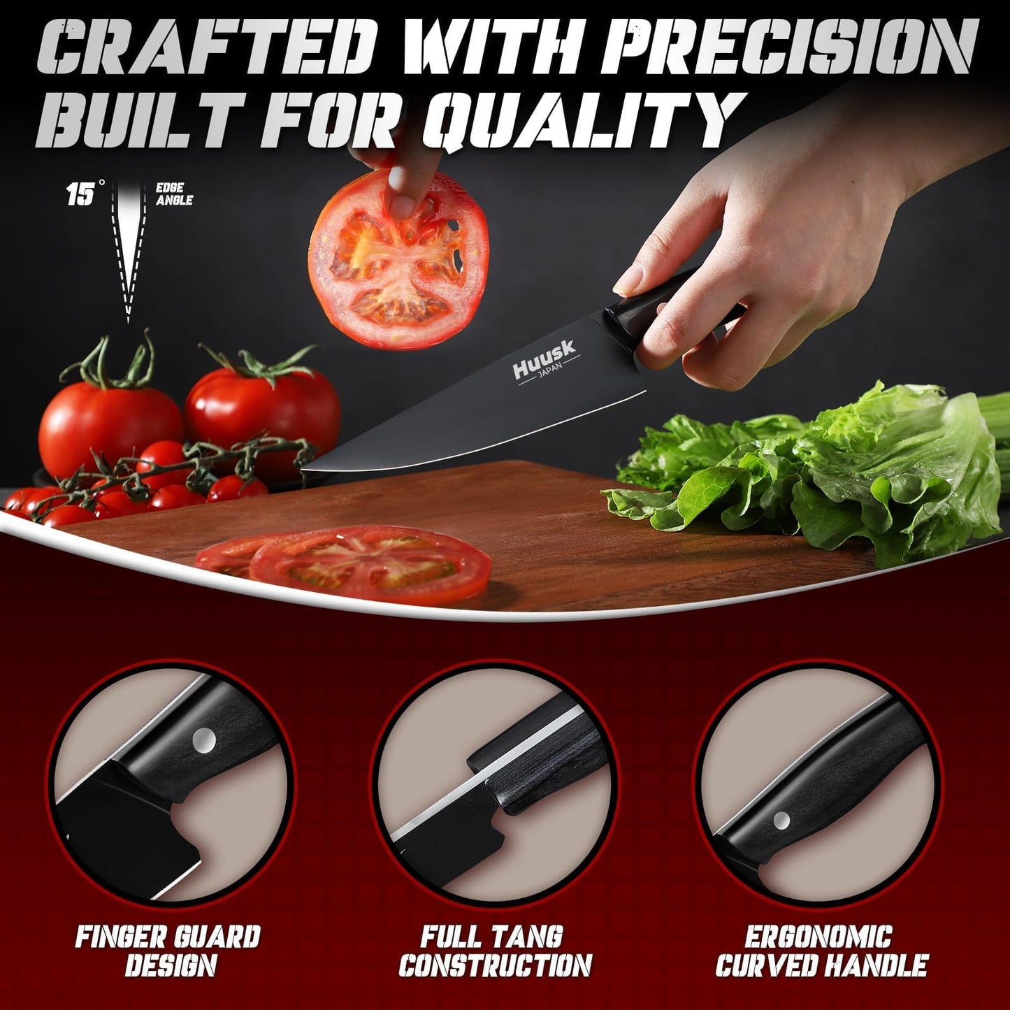 Huusk 8" Chef Knife with 5.7" Japanese Kitchen Utility Knife