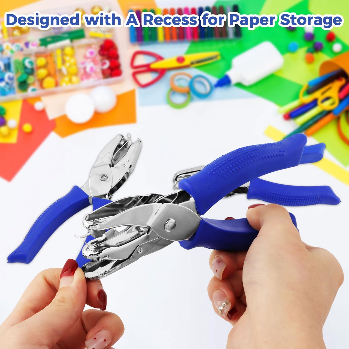 7-Pack Craft Hole Punch Set, Metal Single Hole Puncher with Soft-Grip Handles, 1/4" & 3/16" Multi Shapes for Scrapbooking, Card Making, Office Binder & DIY Crafts