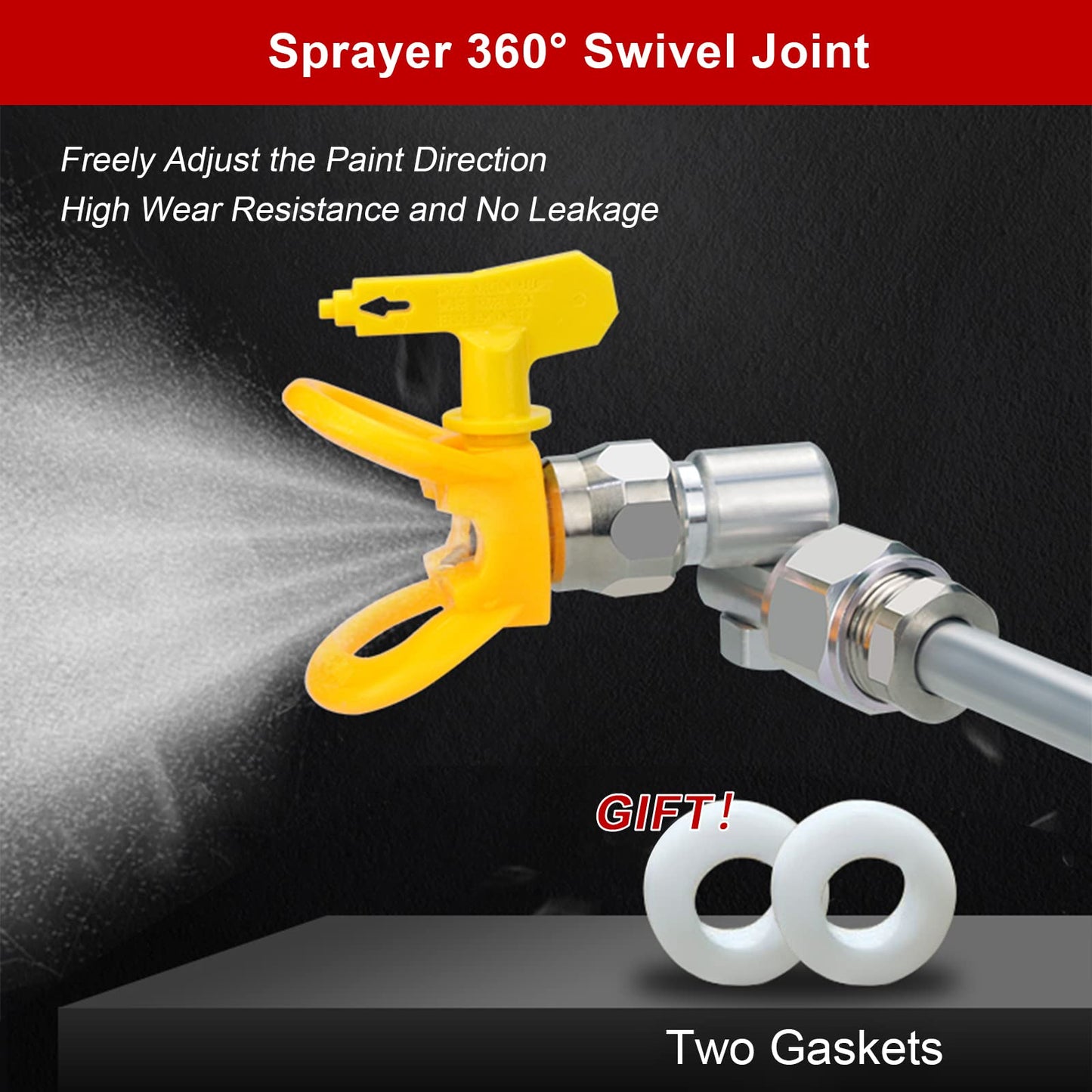 Airless Paint Spray Gun Swivel Joint Compatible with Graco 235486 7/8 Inch Thread 360 Degree Rotation