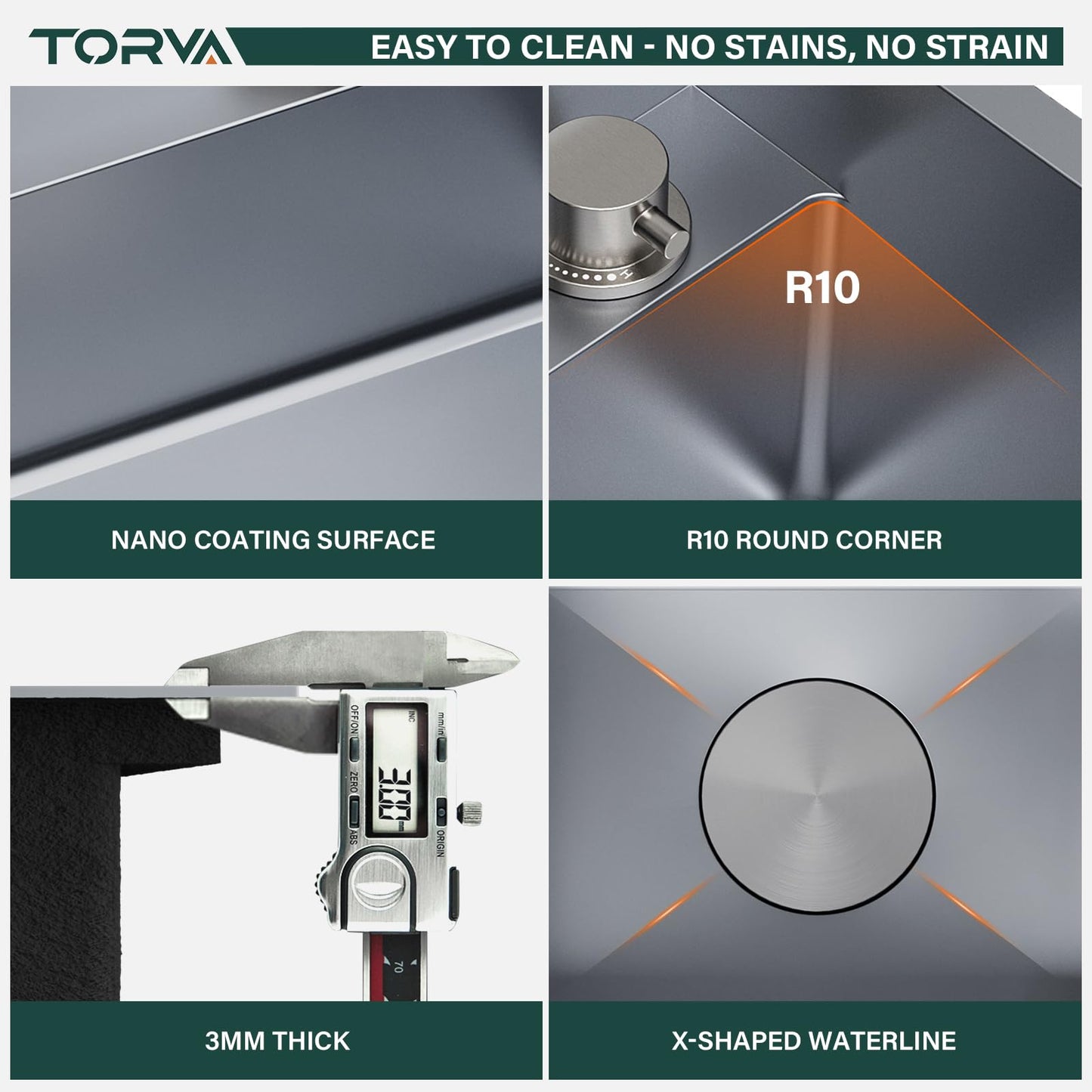 TORVA RV Kitchen Sink, 16 x 21 x 7 Inch Undermount Bar Sink 16 Gauge Stainless Steel Single Bowl Sink with Foldable Faucet Cutting Board, Grey