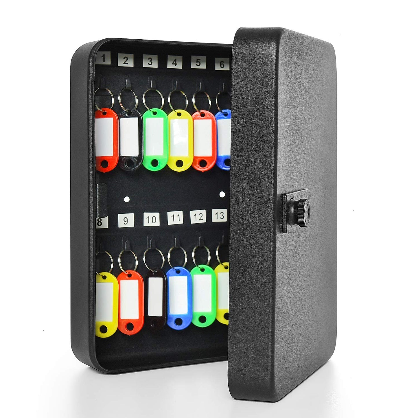 Gonioa 28 Key Cabinet Wall Mount, Steel Key Box Wall Mount with Code, Combination Lock Box with Code, Featuring Hooks and Tags