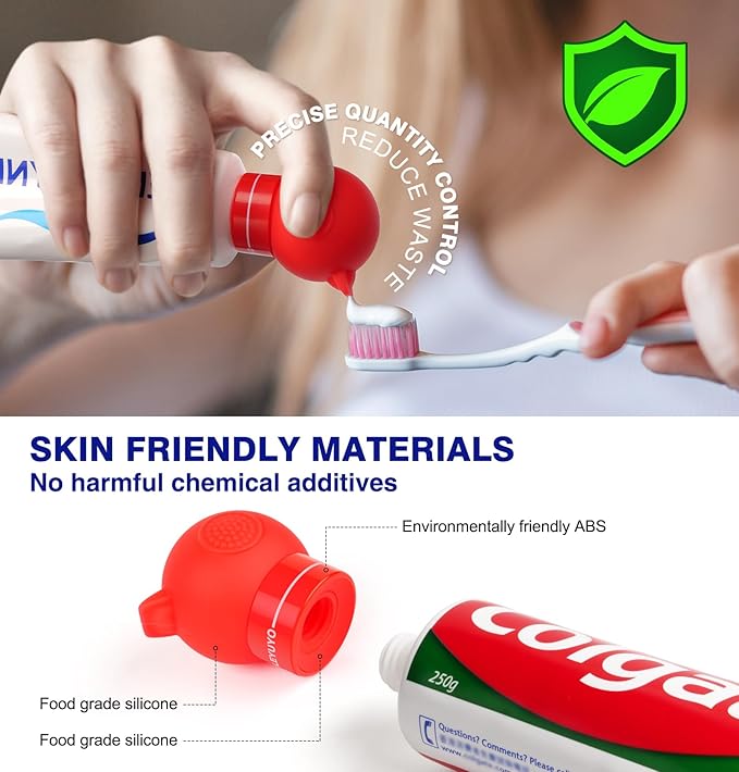 Toothpaste Dispenser for Kids with Self-Closing Cap No Mess No Waste, Fits Most Toothpaste Tube(White)