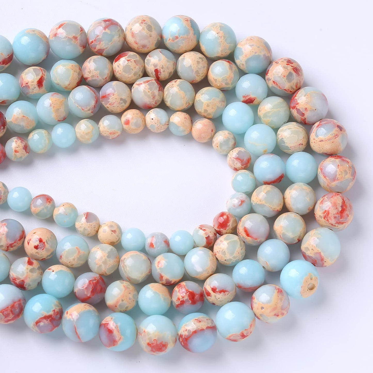 90PCS 4mm Natural Blue Jasper Beads Longevity Mountain Stone Round Loose Spacer Beads for Jewelry Making DIY Energy Stone Healing Power Bracelet 15"(4mm, Blue Jasper)