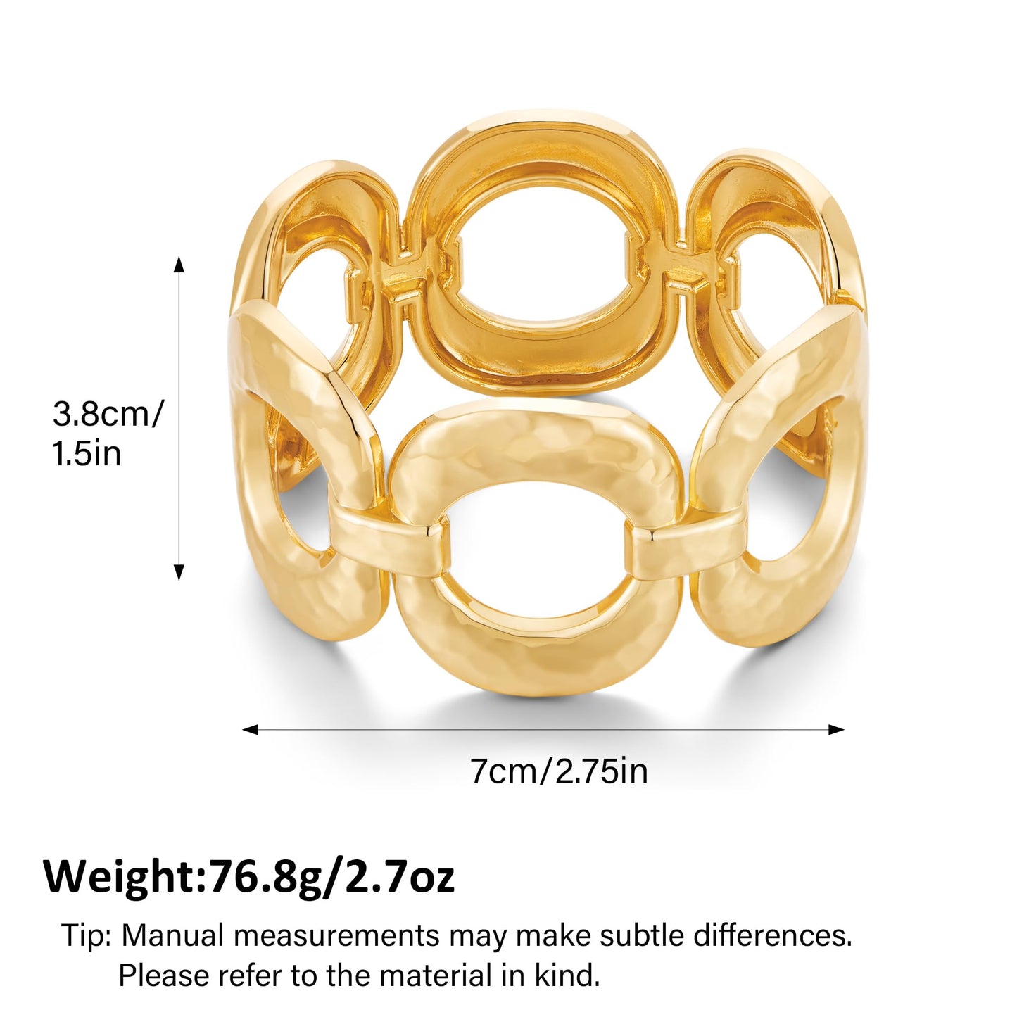 MIJENITI Chunky Bangle Bracelets for Women Thick Wide Ellipse Bracelets Vintage Statement Jewelry Hammered Wrist Arm Cuff Bracelet