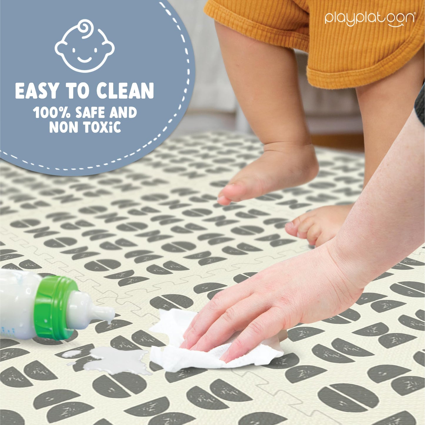 Play Platoon Non-Toxic Kids Play Mats for Floor, Extra-Thick Foam Tiles, Playmat for Toddlers & Childrens Playroom, Wooden Rainbow Stacking Toy Ring Stacker Toy, Educational Interactive Learning Toys