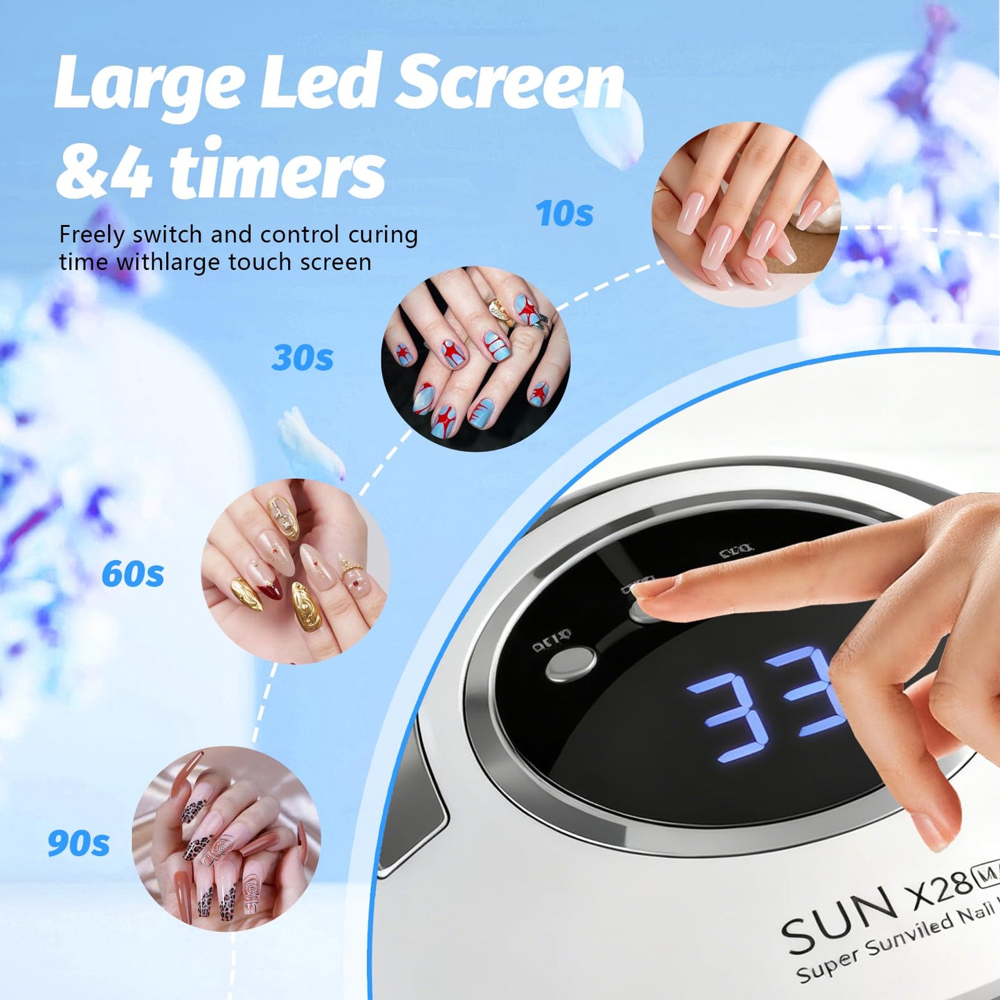 500W Professional UV LED Nail Lamp with 90 LEDs - Smart Sensor & 4 Timers for Fast Curing Gel Polish - Salon-Grade Nail Dryer for Home and Professional Use