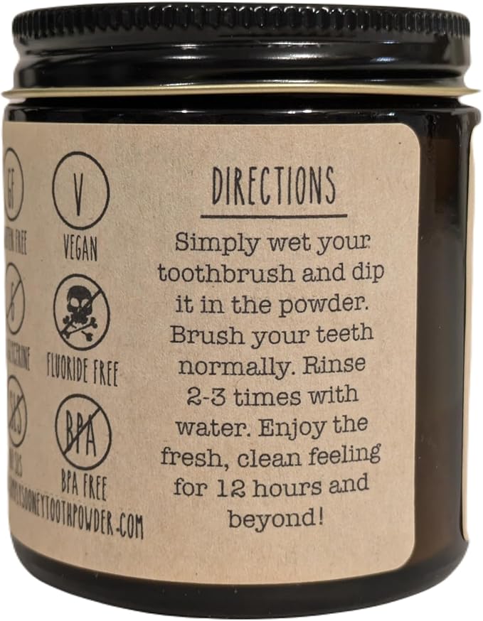 Simply Sooney Remineralizing Vegan Fluoride Free Tooth Powder Peppermint Formula I Glass Jar I Stronger Teeth I Fresh Breath I with Xylitol I Organic Ingredients