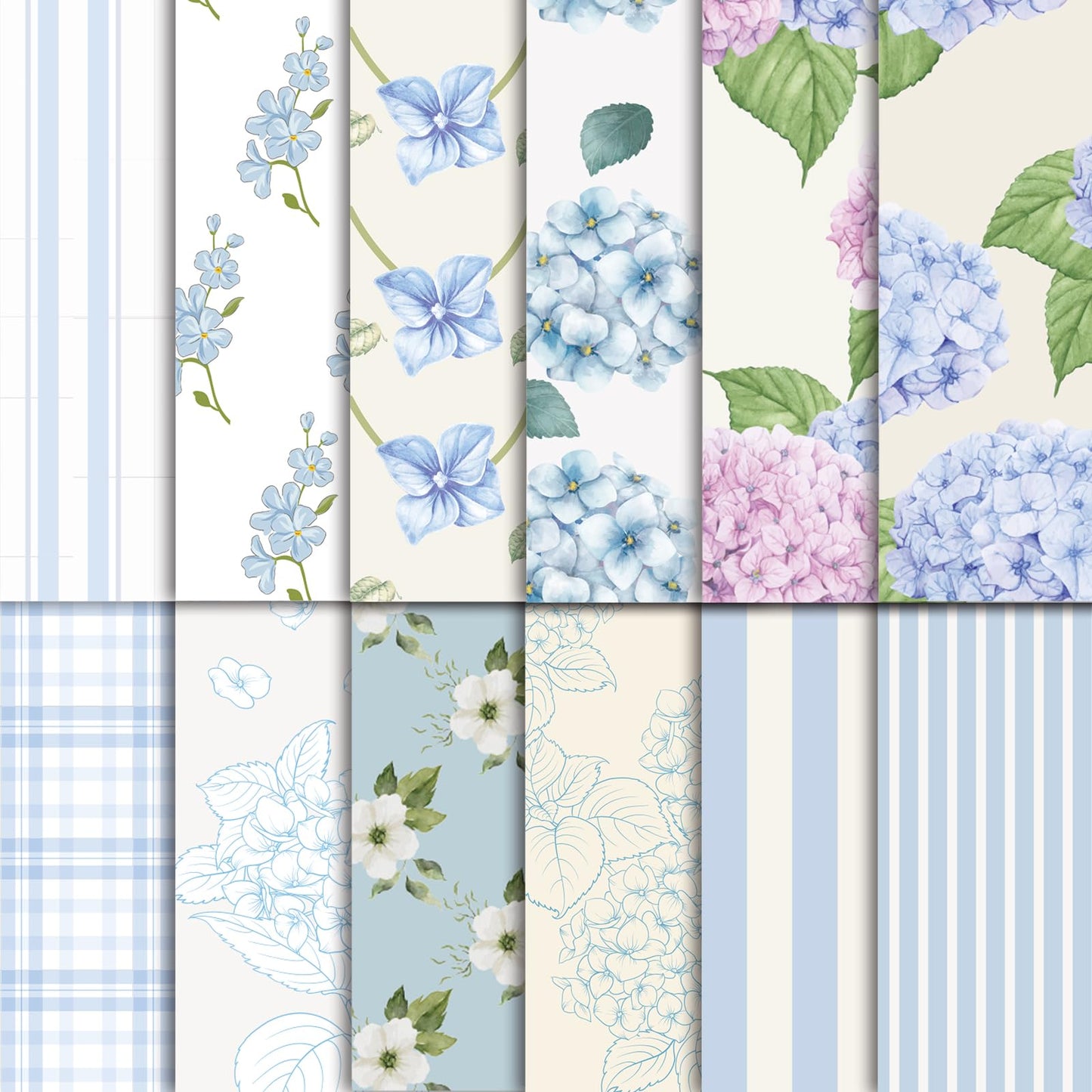 EggSun 48 Sheets Hydrangea Scrapbook Paper,Hydrangea Pattern Decorative Scrapbook Paper for Journals DIY Cards and Photo Albums,Aesthetic Craft Supplies