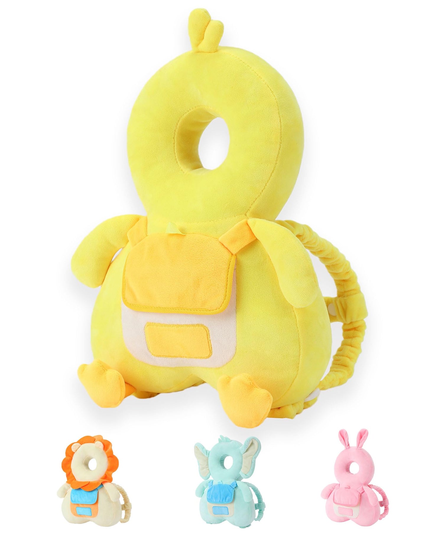 JunNeng Baby Head Protector Backpack with Squeaker，Toddler Head Safety Protection Cushion, Yellow Duck