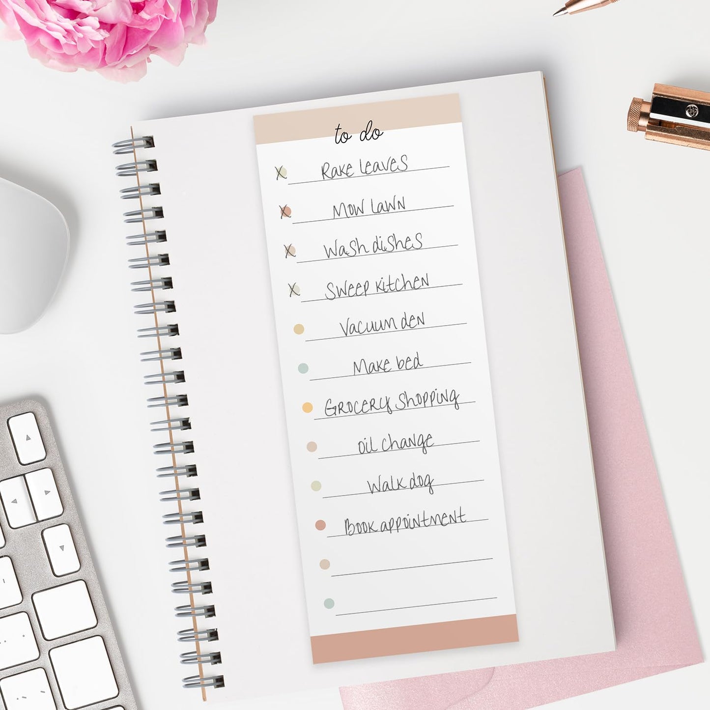 Productivity Sticky Note Assortment/Set of 3 Multi-Color Note Pads / 3" x 8" Daily Task Trackers / 50 Sheets Per Pad/Made in USA