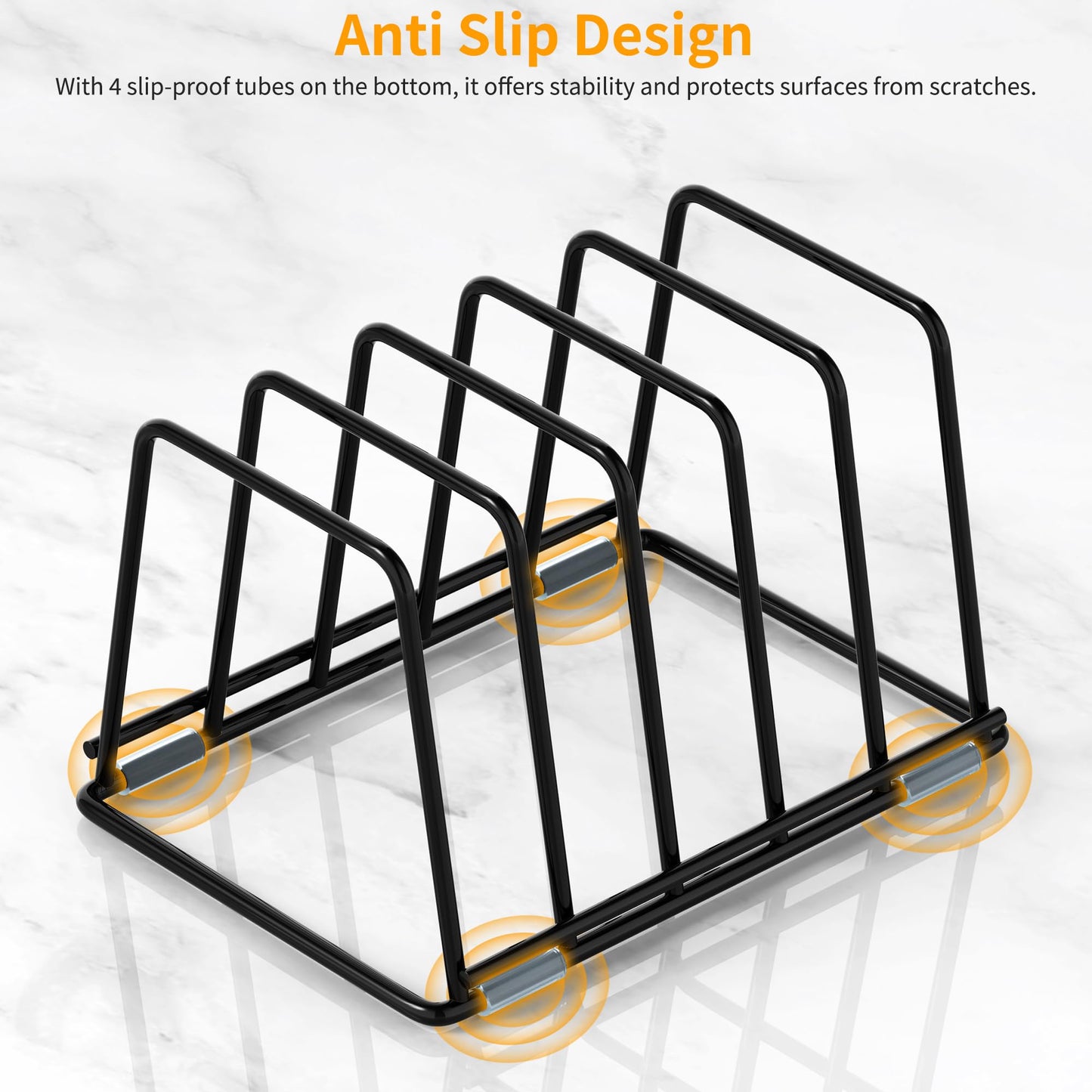LAEMYFYRE Cutting Board Organizer Kitchen Organizer Rack for Cutting Board, Bakeware, and Cookie Sheet, 5-Slot Heavy-Duty Steel Cookware Holder,Rust-Resistant with Anti-Slip Feet (2, Small)