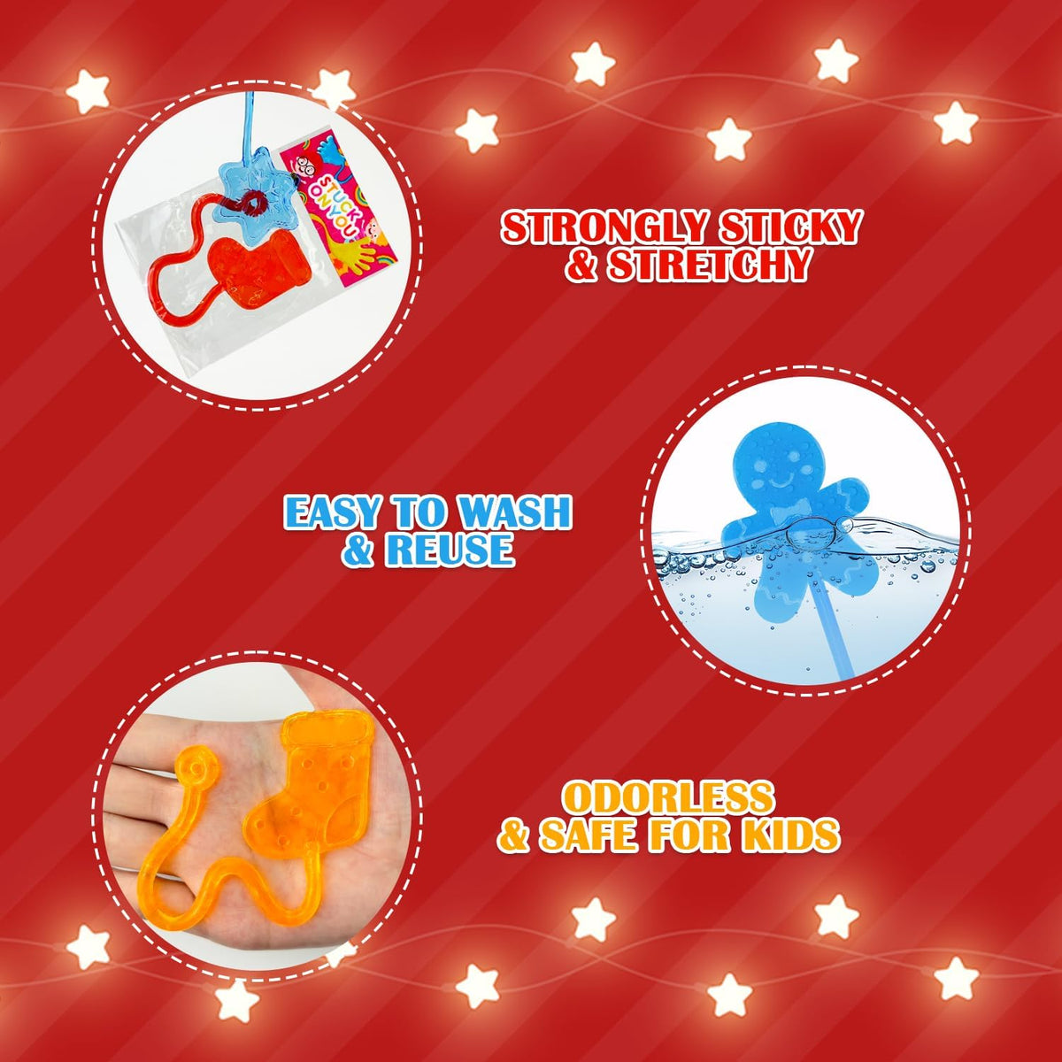 200 PCS Bulk Christmas Giveaways for Kids,Sticky Hands Toys Gifts for Toddlers,Christmas Party Favors Supplies Goody bag Stocking Stuffers for Boys Girls,School Classroom Daycare Prizes for Students