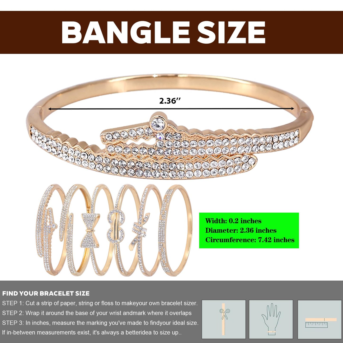 6PCS Gold Bangle Bracelet Set for Women, Light Luxury High-End Designer Style, Zinc Alloy with Cubic Zirconia, Stackable, Ideal Gift for Birthday Christmas Valentine's Day Mother's Day