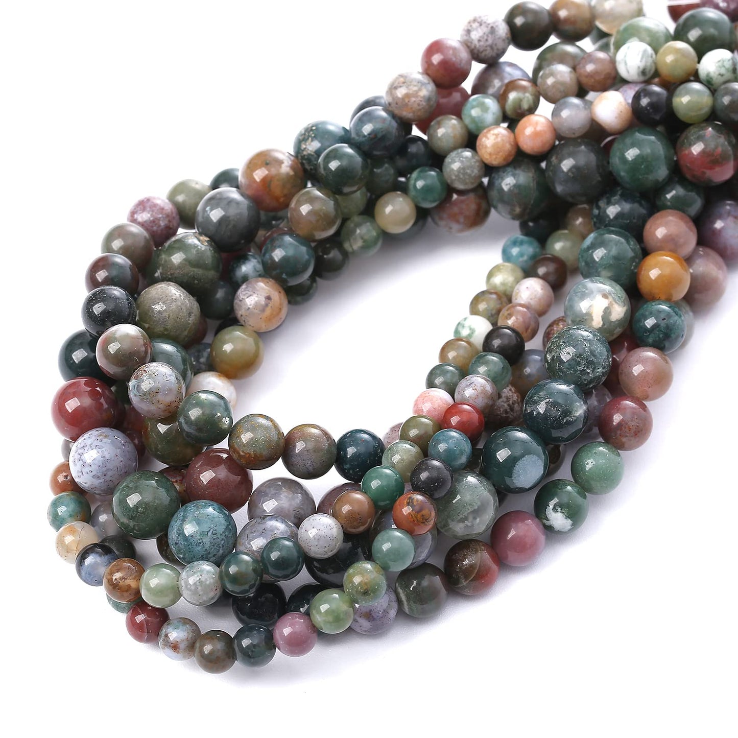45PCS 8MM Natural Colorful Indian Agate Stone Beads Round Loose Beads for welry Making DIY Bracelet Necklace Accessory 15"