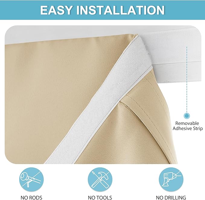 RYB HOME Blackout Door Curtain - Privacy Thermal Insulated Front/Tricia/Patio French Door Glass Window Curtains for Living Room Dining, W36 x L80 inch, 1 Panel, Beige