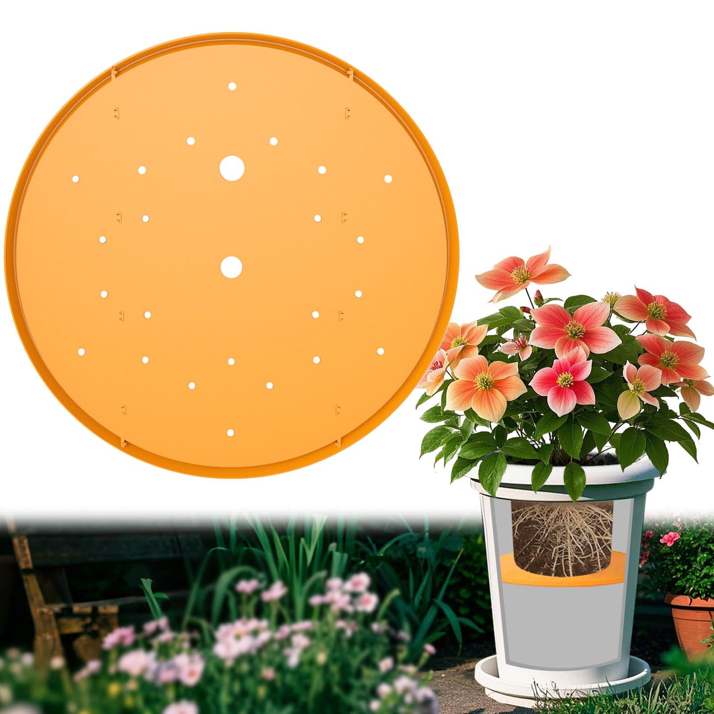 Tryitsbest Round Planter Insert for Large Pots, 18" Tall Flower Pot Fillers for Planters with Drainage Holes for Indoor Outdoor Gardening Plants Container (1 Pack, 18 inch)
