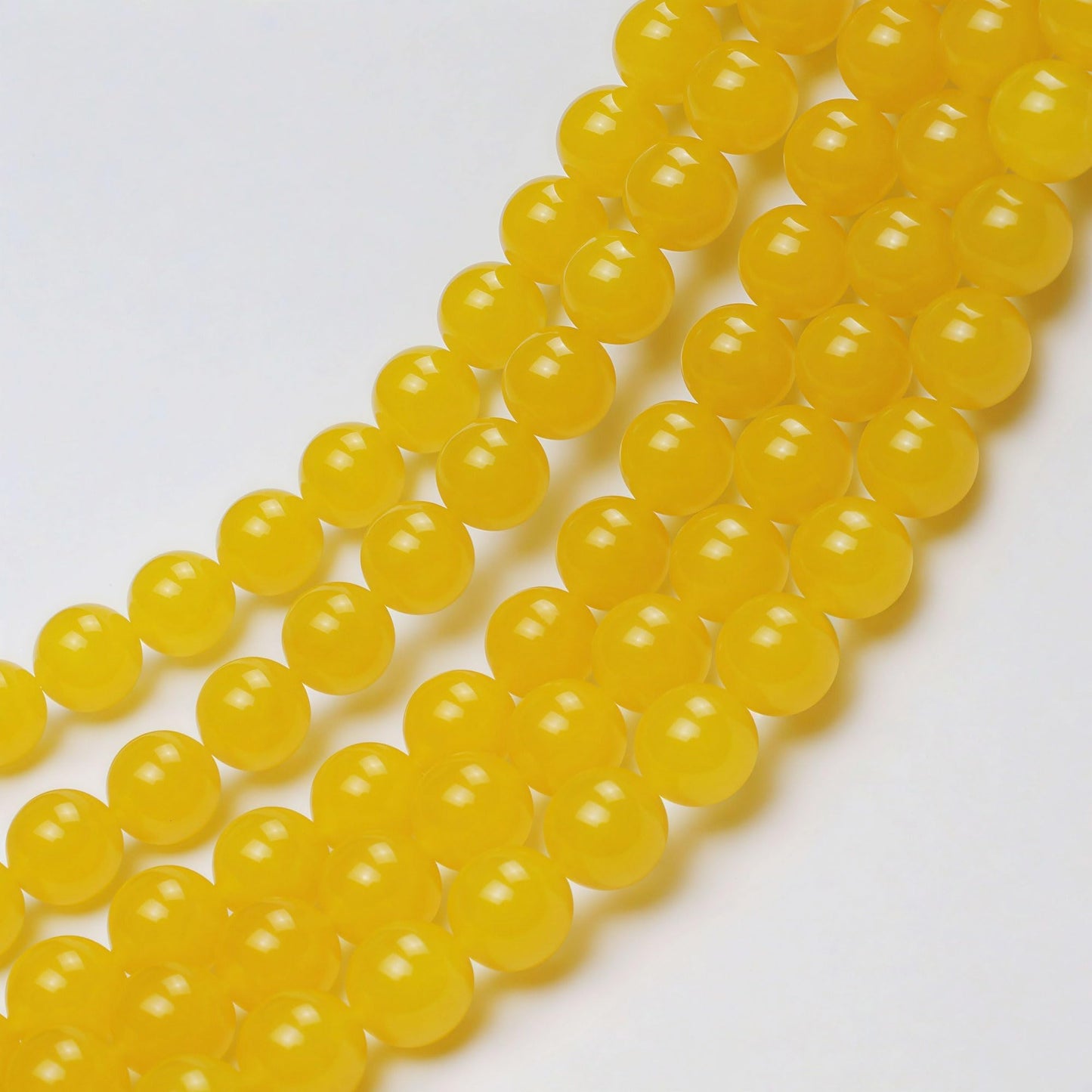 MJDCB Natural Yellow Jade Round Loose Beads for Jewelry Making DIY Bracelet Necklace (10mm)