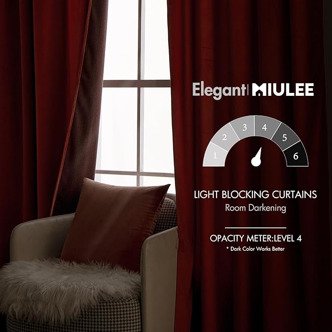 MIULEE Velvet Curtains 84 inches 2 Panels - Luxury Burnt Orange Blackout Curtains for Bedroom Living Room Thermal Insulated Super Soft Window Drapes Rod Pocket & Back Tab, Terracotta Rust Fall Decor