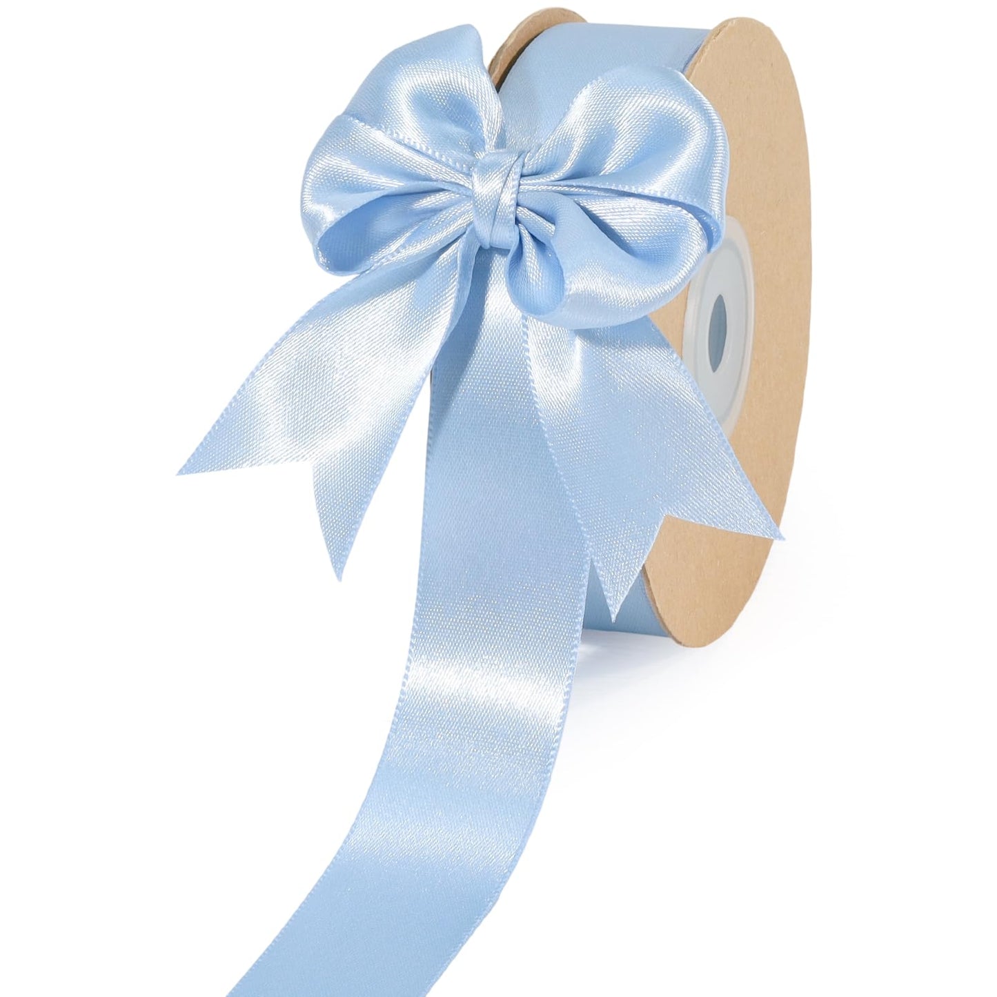 LaRibbons 1 Inch 50 Yard Double Faced Satin Ribbon,Light Blue Satin Craft Fabric Ribbon for Gift Wrapping Floral Bouquets Wedding Party Decoration