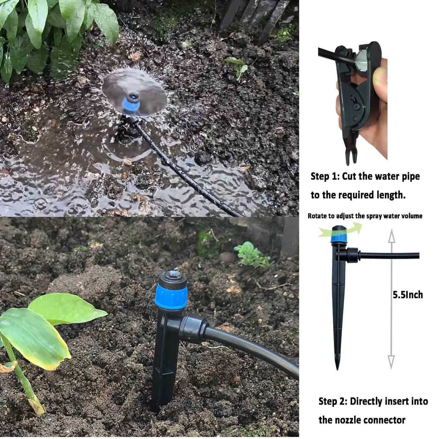 Drip Irrigation System with Water Timer for Garden,Main ID 1/2inch 16.5Ft and 1/4inch 96Ft Water Hose, Watering System Sufficient Water Pressure, Irrigation Dripper Waterflow Evenly Easy DIY Green