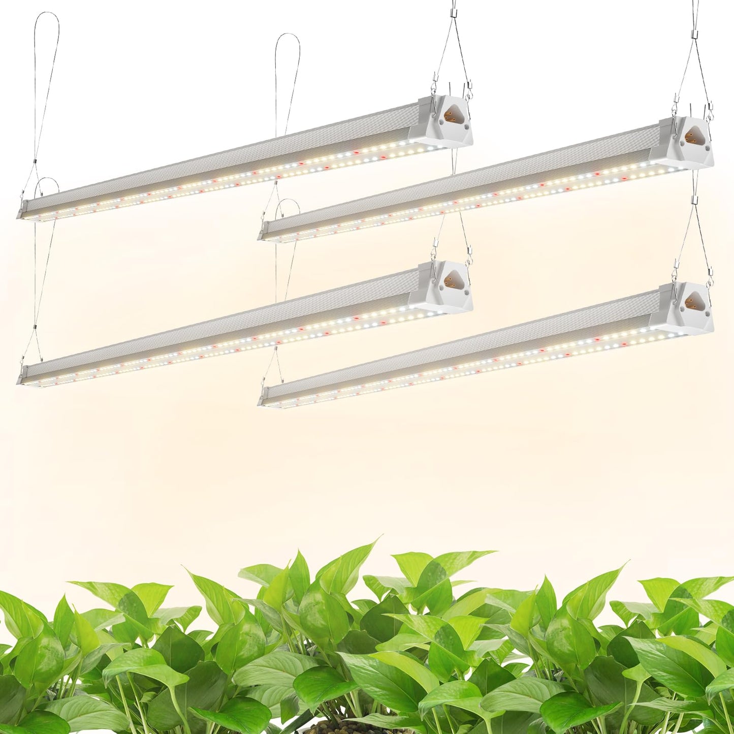 FREELICHT 4 Pack 4FT LED Grow Lights, 160W (4 x 40W,1080W Equivalent), Full Spectrum Sunlight Growing Lamp Fixture, Hanging Plant Light for Hydroponic Indoor Plants Seeding, Plug-in with On/Off Switch