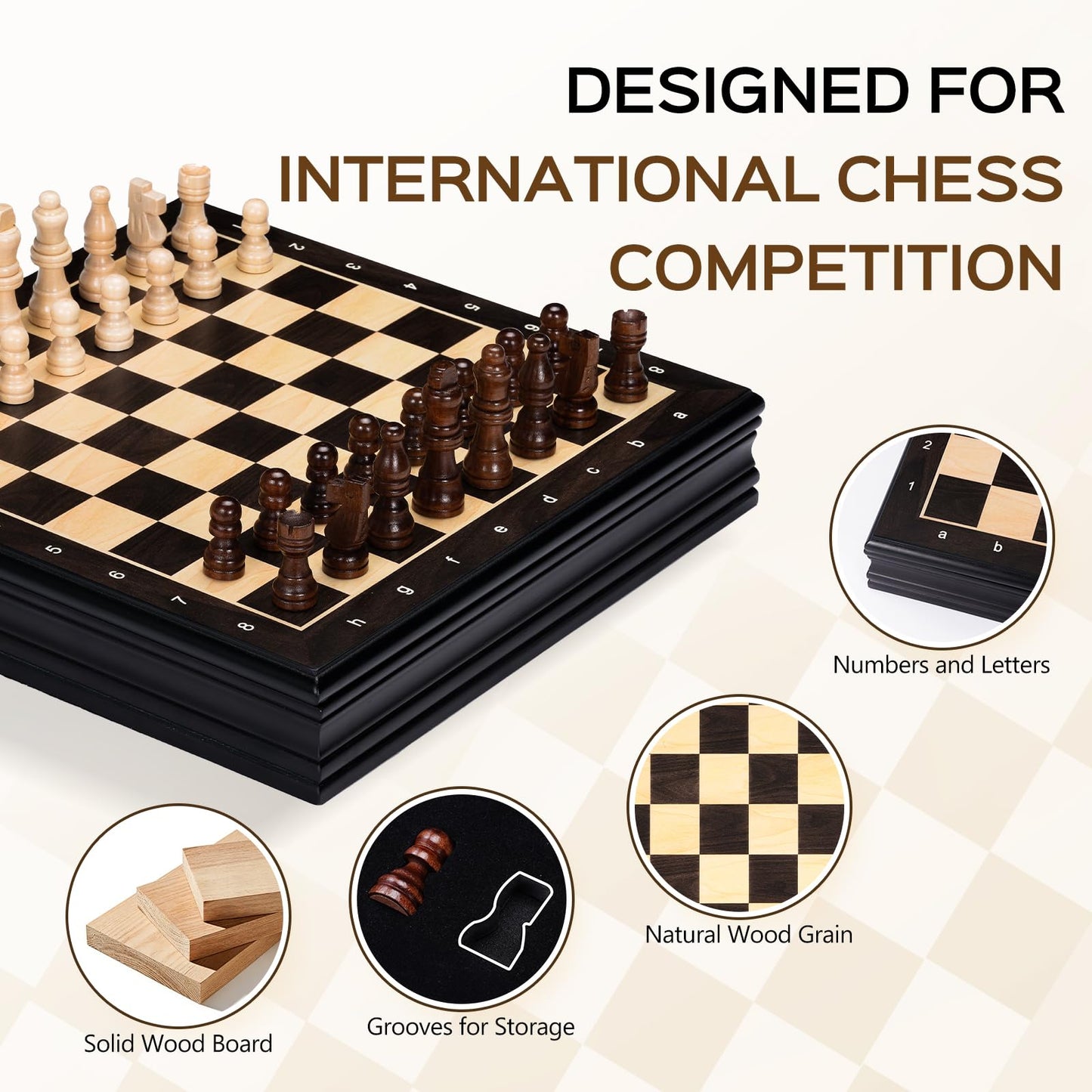 Peradix Magnetic Chess Set 12 Inch Classic 2 in 1 with Chess Pieces, Wood Board Box with Storage, 2 Extra Queens, Wooden Chess Board Games for Kids and Adults, Family Educational Gift Sets