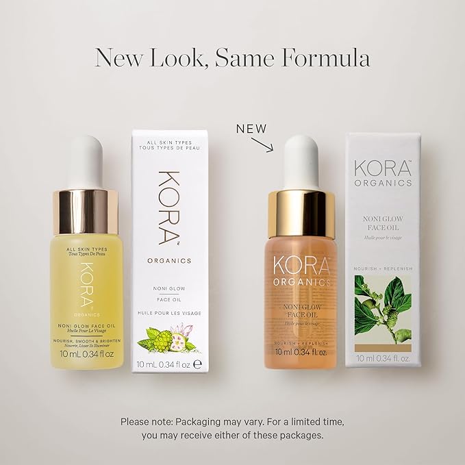 KORA Organics Noni Glow Hydrating Face Oil with Antioxidants, Nourish & Illuminate, Certified Organic, Cruelty Free, 0.34 fl oz