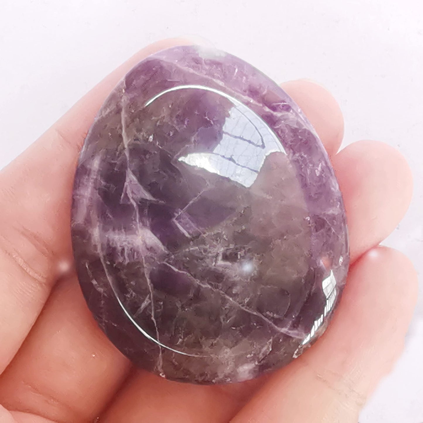 Bacatgem Natural Amethyst Water Drop Chakra Thumb Worry Stone,Stress Relax Healing Reiki Crystal Pocket Palm Stones