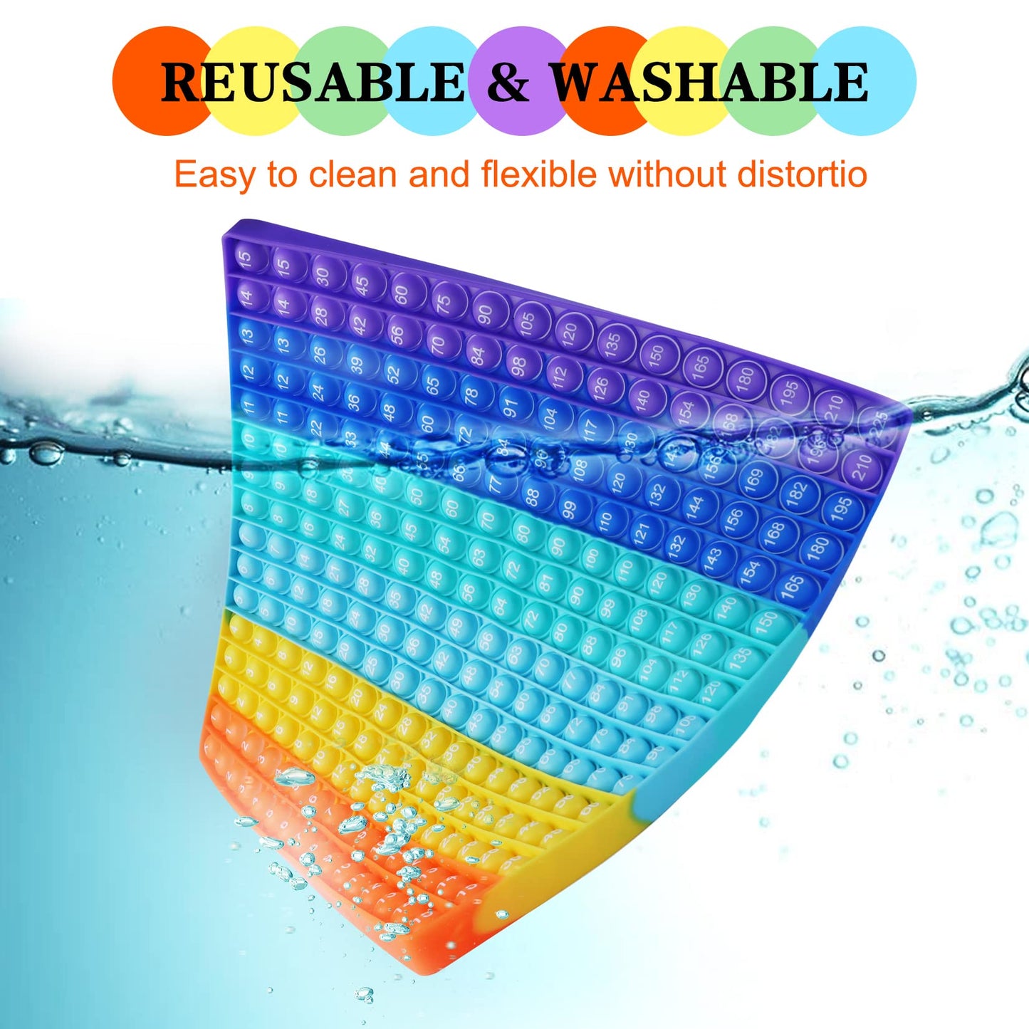 TDDTLA Multiplication Table Rainbow Math Game Toy Push P0PP Restless Toy Bubble Restless Game for Learning Math Multiplication Calculation Operations [15x15 Multiplication Table]
