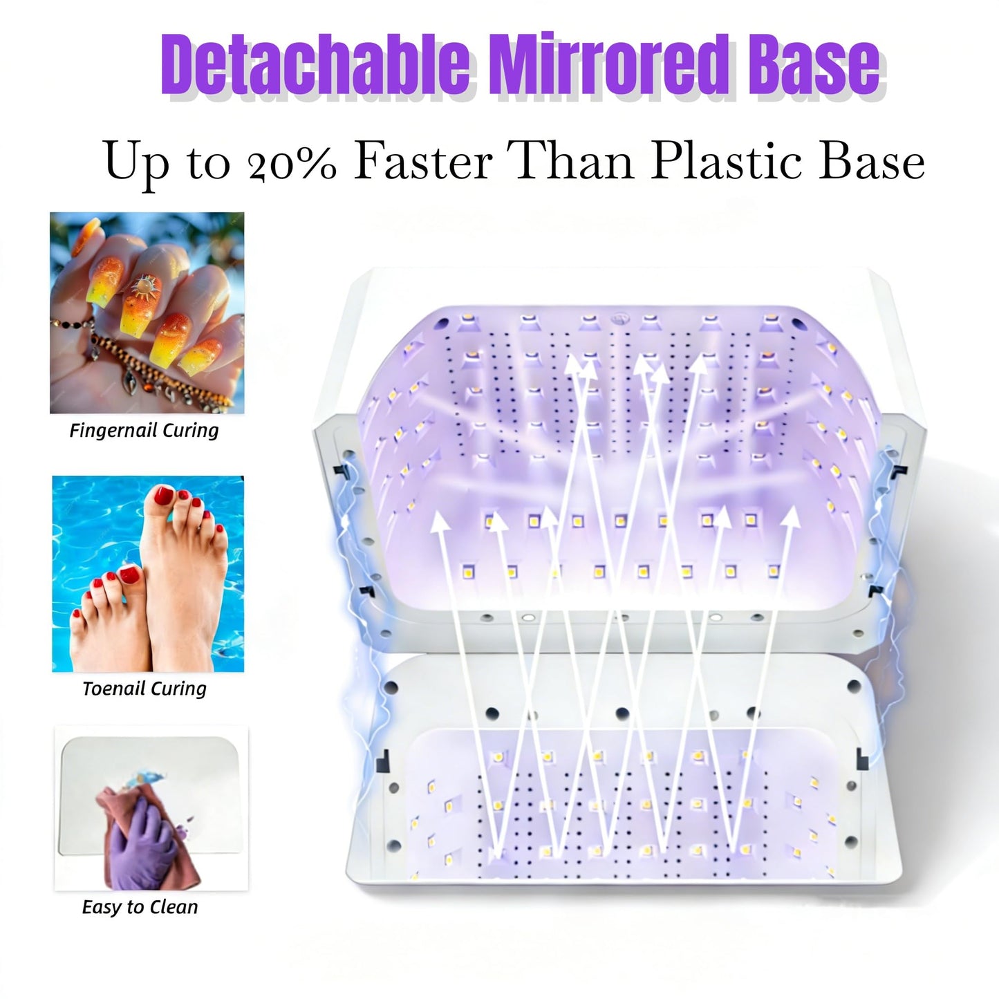 Rechargeable Cordless UV LED Nail Lamp, 86W UV Nail Light for Gel Polish & Acrylic Nails, Fast Curing Nail Light for Gel Nail, Metal Mirror Bottom, Auto Sensor, 39 LED Beads, Salon & Home Use (White)