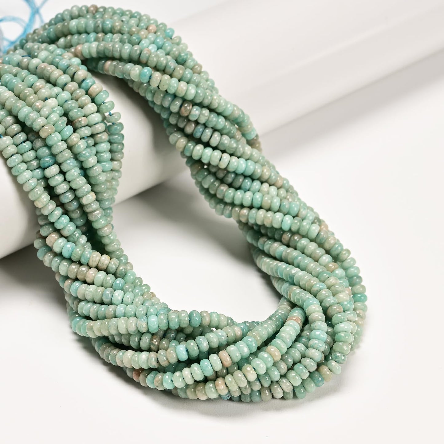 ICAI 2x4mm Natural Rondelle Beads – Loose Gemstone Spacers for DIY Jewelry Making (Amazonite)