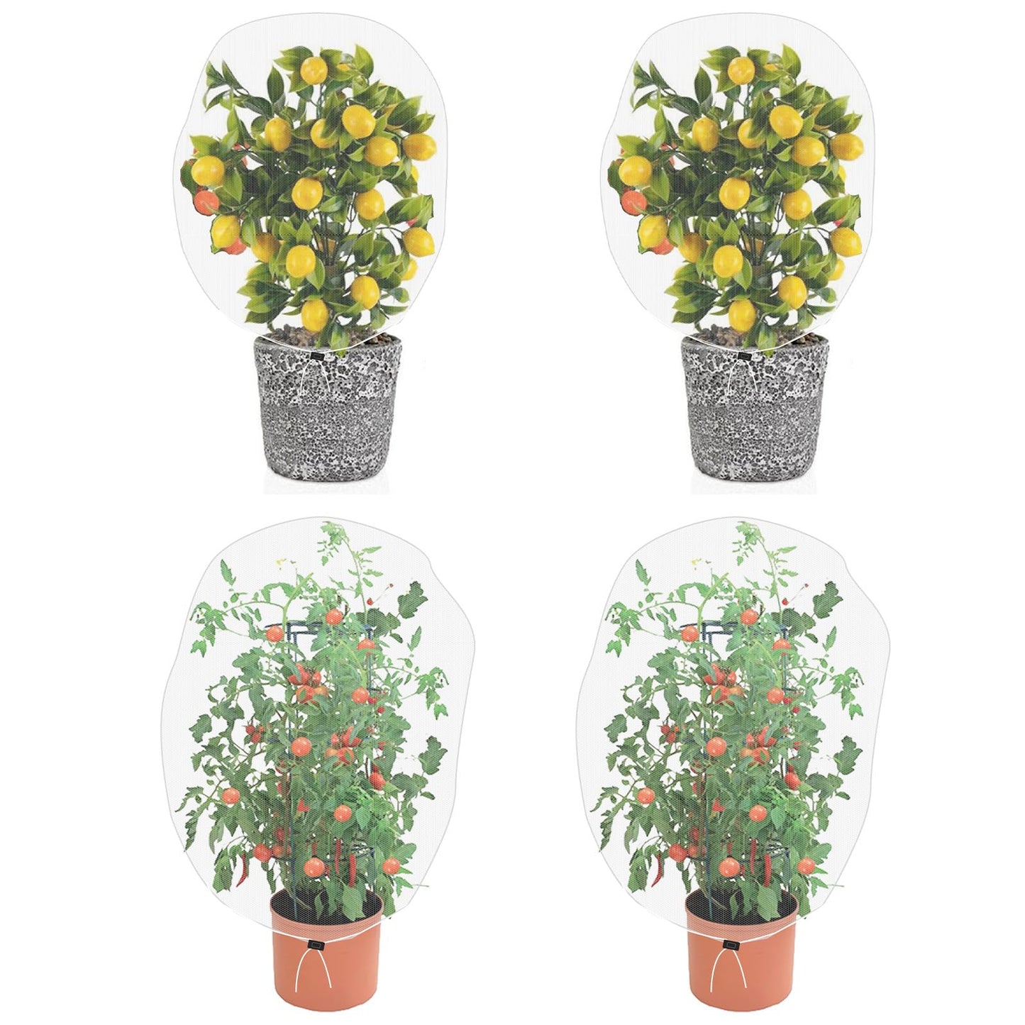 PDGROW Garden Mesh Netting for Plants, 4 Pack Insect Bird Barrier Net Mesh with Drawstring, 3.3x2.6 FT Garden Bug Netting Plant Cover for Protect Fruit Tree Vegetable Flower