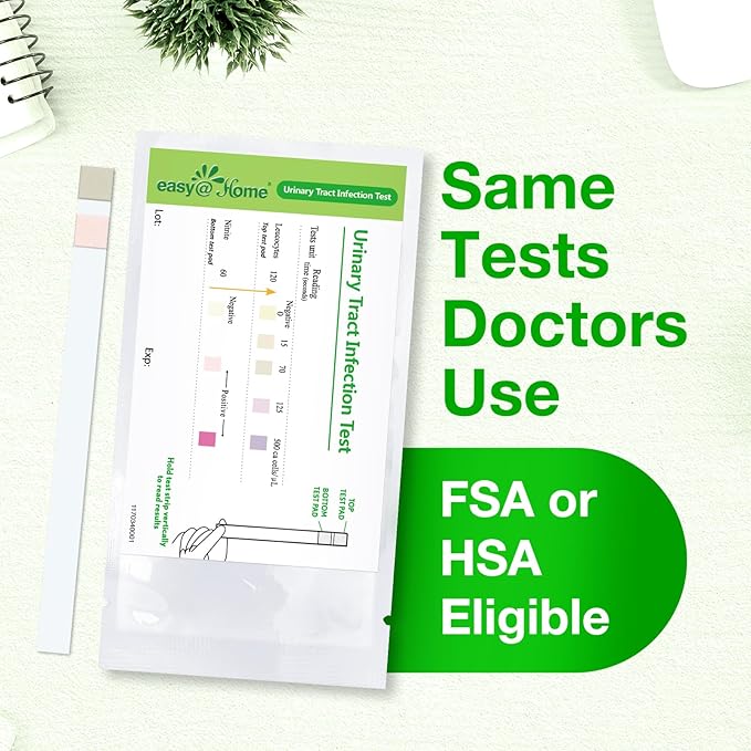 Easy@Home 20 Individual Pouches Urinary Tract Infection FSA Eligible Test Strips (UTI Test Strips) Monitor Bladder or Urinary Tract Issues by Testing Urine, 20 Tests/Box-FDA Cleared (UTI-20P)