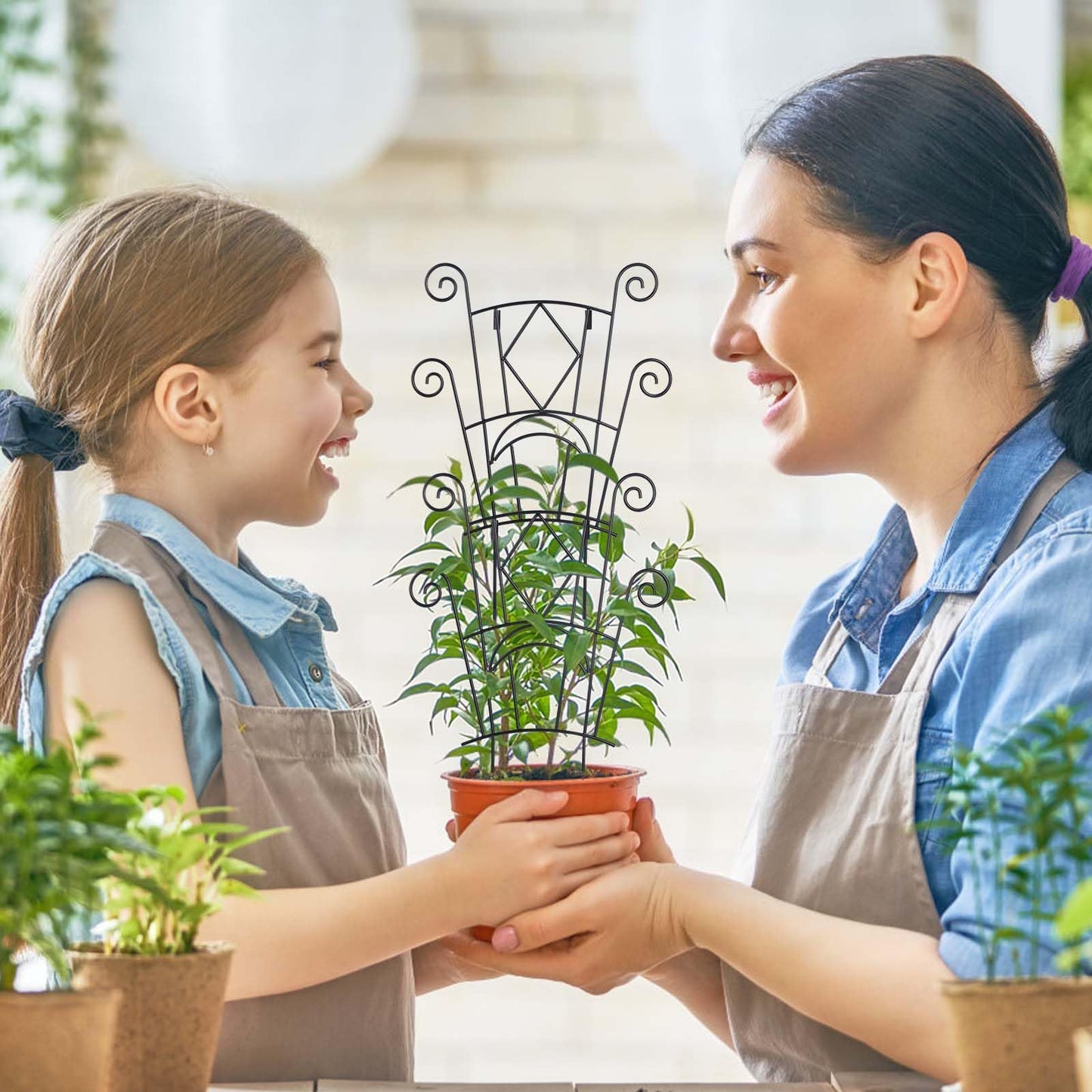 Yhtpouqe Stackable Plant Support Stakes, 2 Pack Metal Twig Plants Trellis for Indoor and Outdoor Use, Garden Accessories for House Potted Flower Monstera Trumpets 15.35 inch