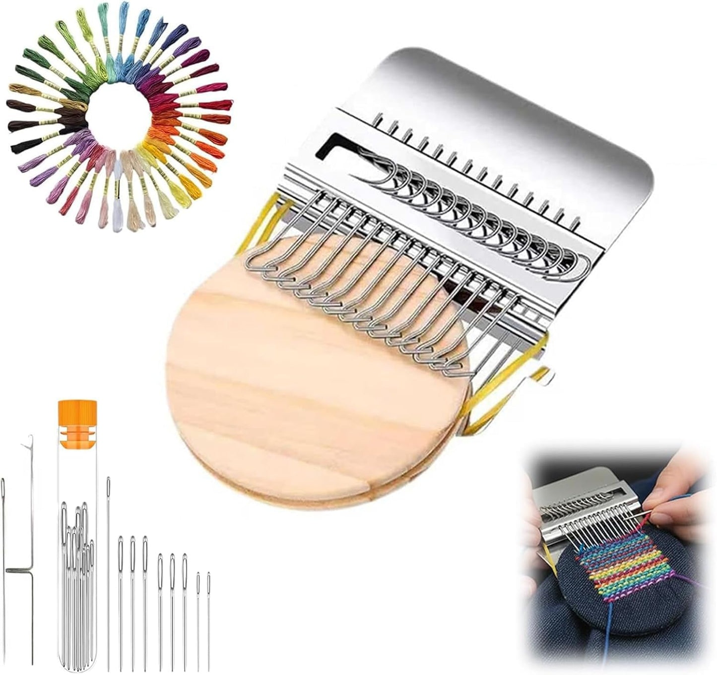 Knit Patch Loom Kit Patchmaker 2.0，Portable Mini Darning Loom Weave Tool Knit Patch Loom Kit Patchwork Weaving Tool Set for Quickly Sewing Repair on Socks Clothes Jeans (014)