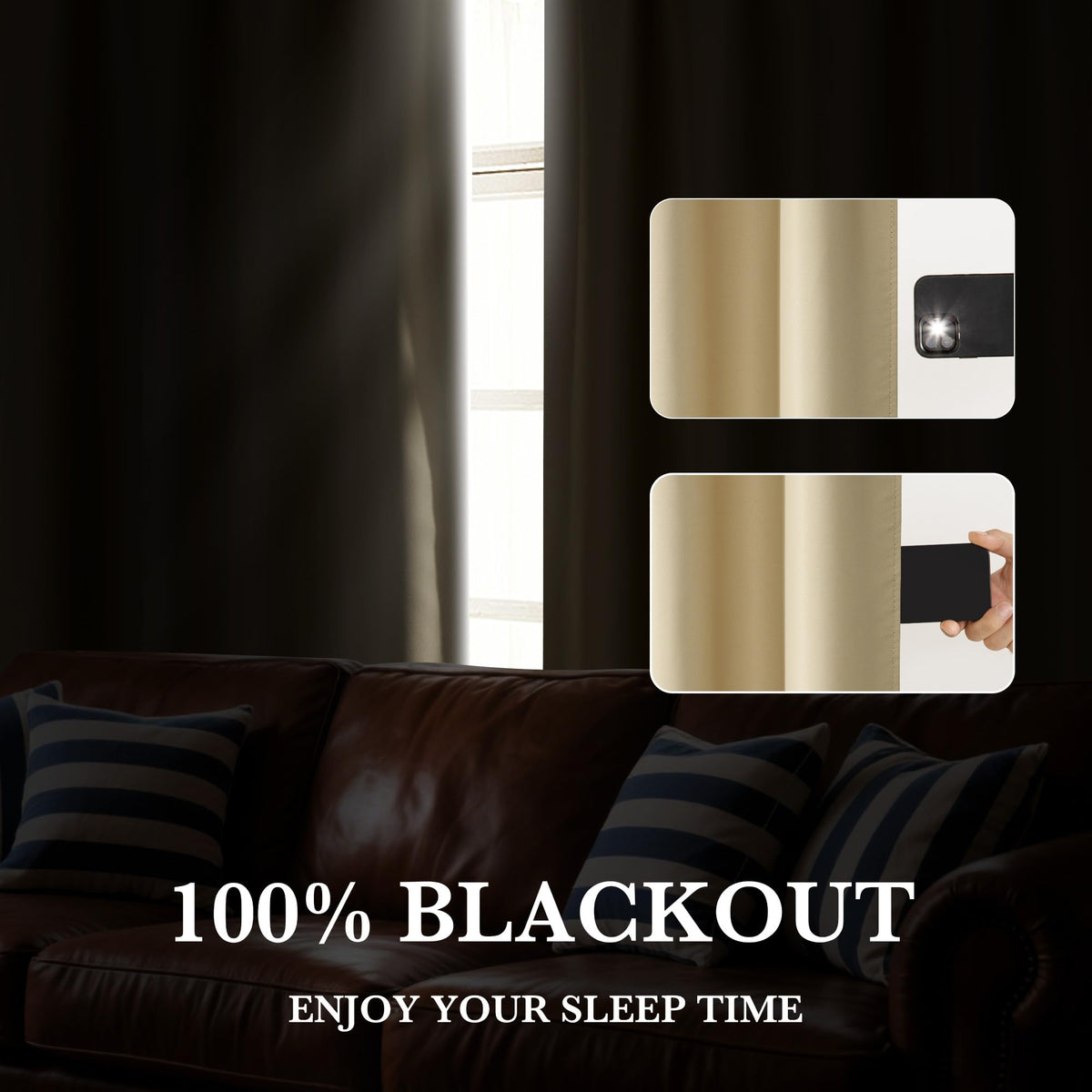 100% Blackout Bathroom Curtains Over Sink 24 inches Long (2 Count)