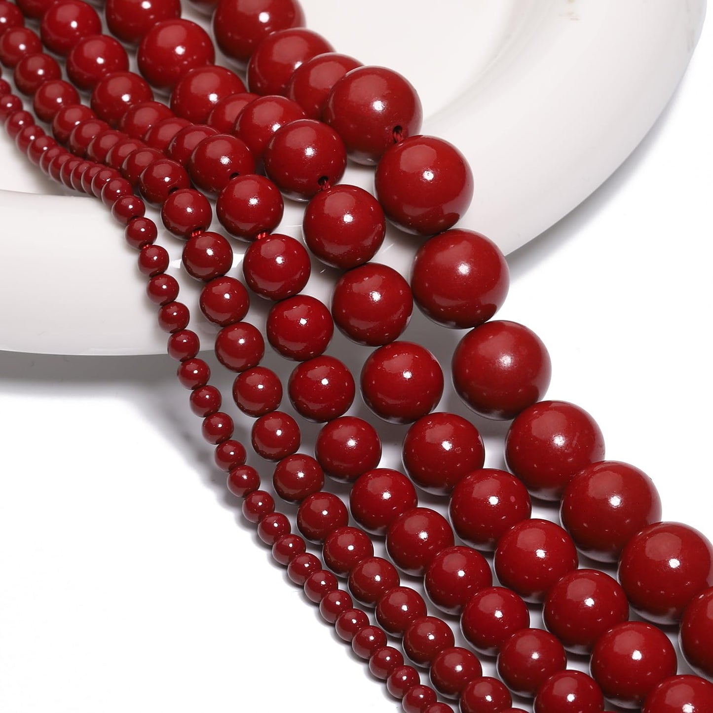 NITOPUPU 100Pcs 8mm Cinnabar Beads for Jewelry Making, Natural Round Loose Gemstone Stone Bead for Necklace Bracelets, Crafts for Adults with Crystal Stretch Cord
