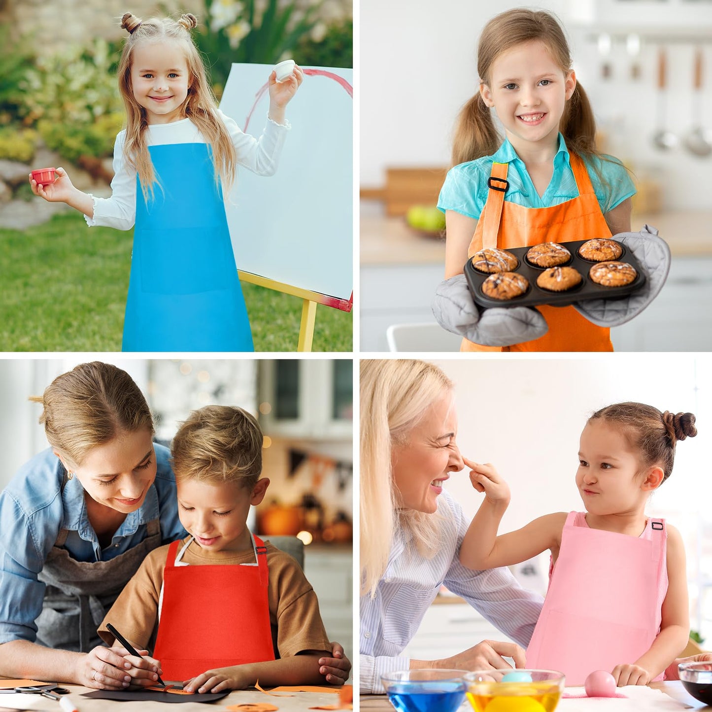 Bouiexye 20 Pack Kids Apron Adjustable Children Apron with 2 Pockets Children Chef Painting Aprons for Cooking Baking Painting Crafts Making