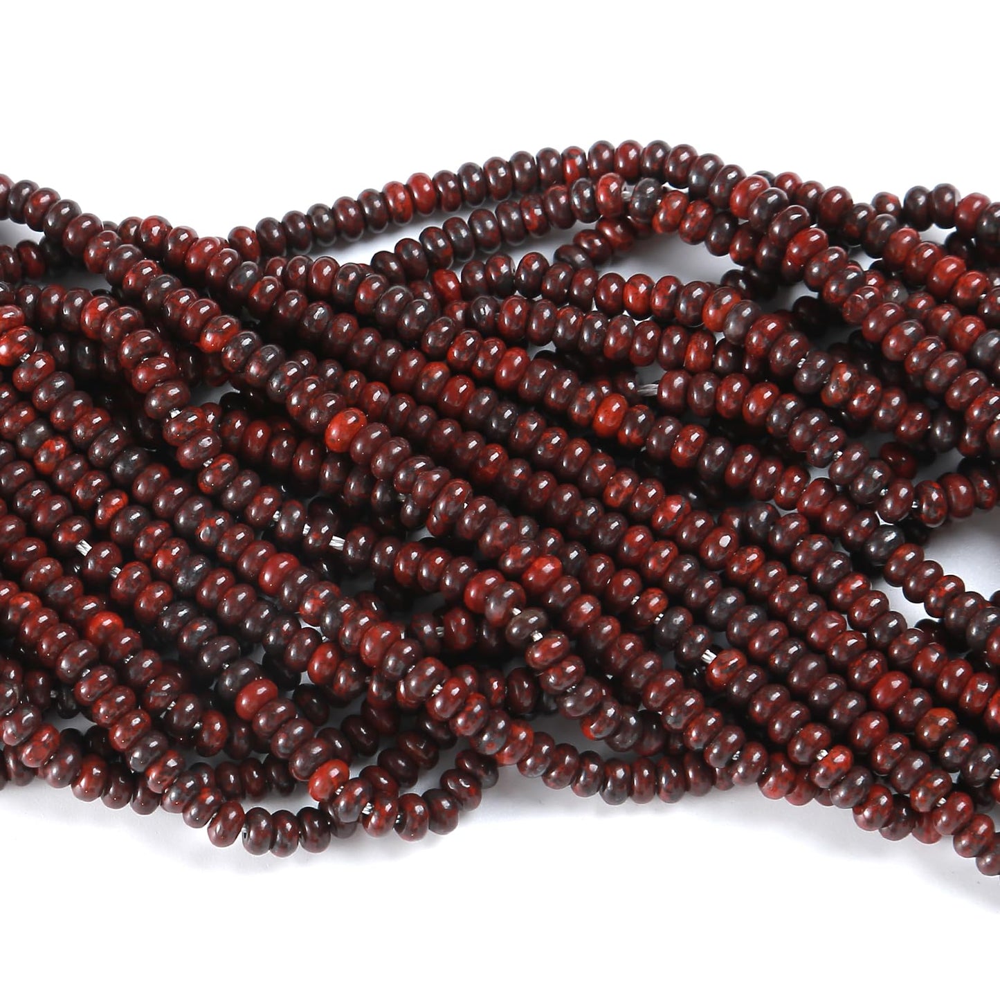 150PCS 2x4mm Natural Mahogany Obsidian Stone Rondelle Beads Abacus Disk Stone Beads Round Loose Spacer Gemstone for DIY Bracelet Necklace Jewelry Making