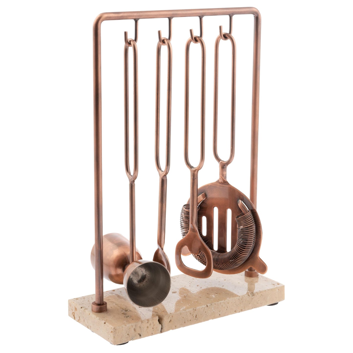 Karma, Bartender Kit 5-Piece Bar Tool Set with Marble Stand, Home Bartending Kit, Housewarming Gift