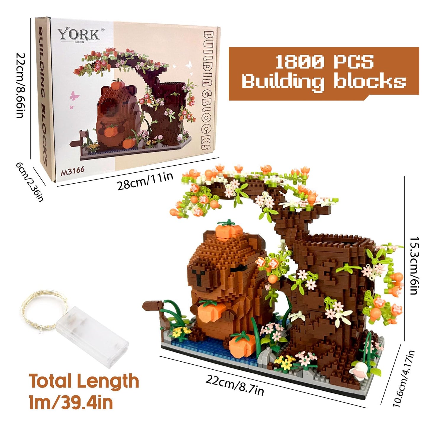 Bonifunt Capybara Building Blocks, 1800 PCS Capybara Micro Building Block Sets, Capibara Pen Holder, Gifts for Adults