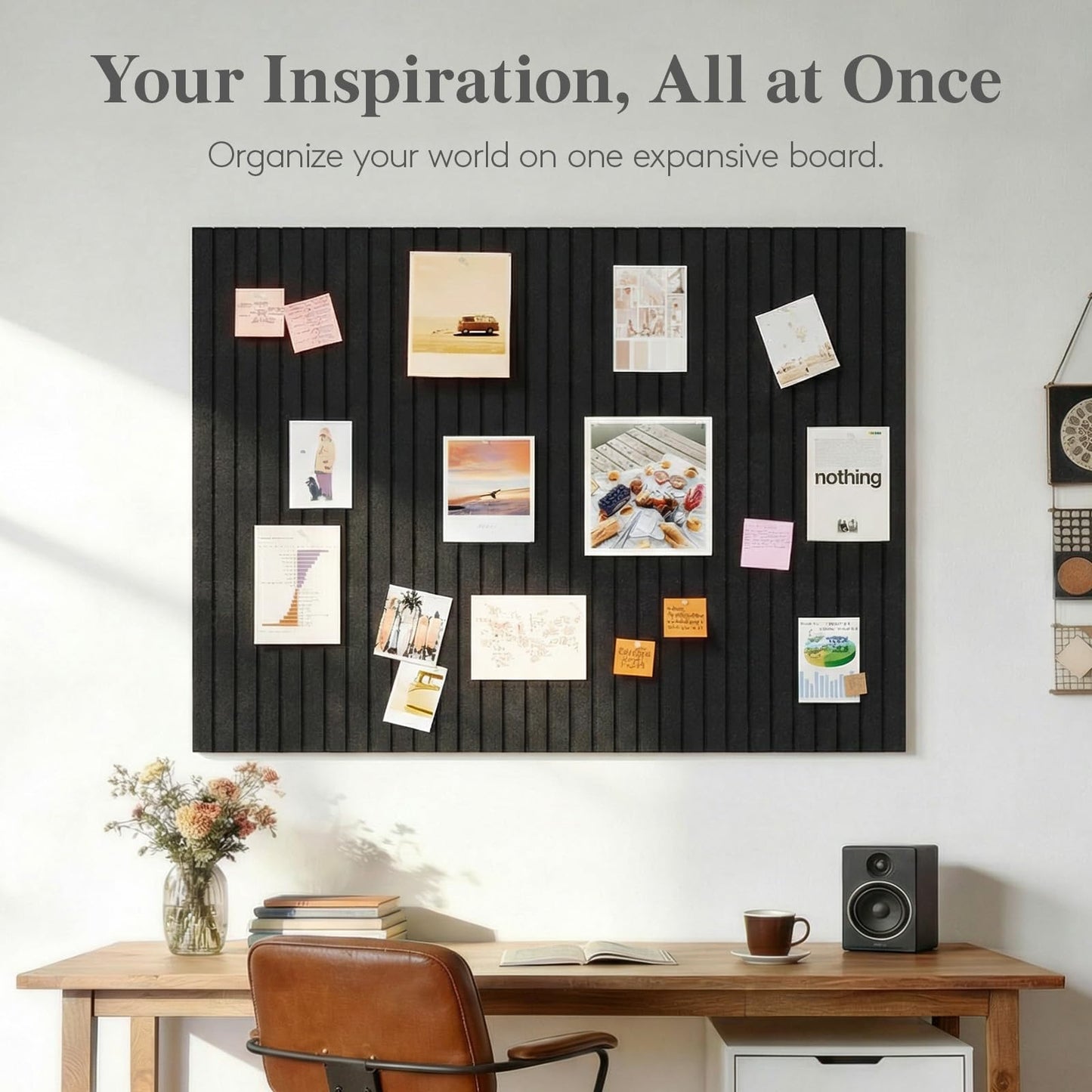 Lifewit Felt Slatted Bulletin Board with Self-Adhesive, 48"x 36"-12 Pack Cork Board Alternative, Pin Board Vision Board Message Board with 50 Pushpins for Office Decor, Room Decor, Oatmeal